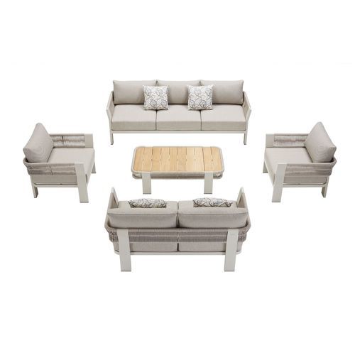 Set lounge da giardino contemporaneo - BORROMEO - Higold - in Sunbrella® / in teak / in alluminio