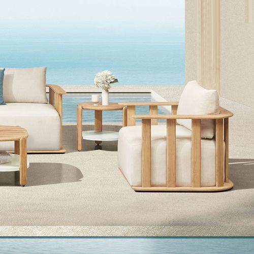 Poltrona contemporanea - PALLISAD - Higold - in Sunbrella® / in legno / per cuscini