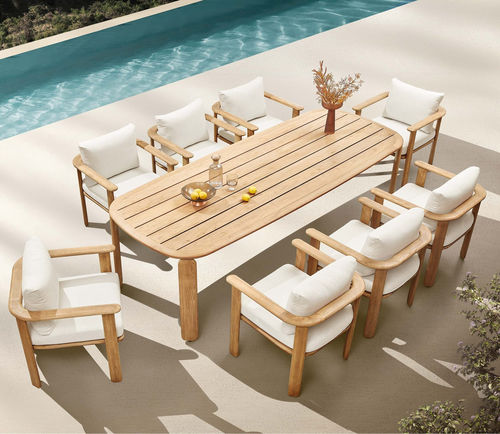 Set tavolo e sedia contemporaneo - PALLISAD - Higold - da esterno / in Sunbrella® / in legno