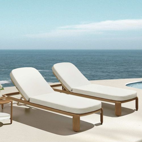 Lettino prendisole contemporaneo - PALLISAD - Higold - in Sunbrella® / in legno / con schienale regolabile