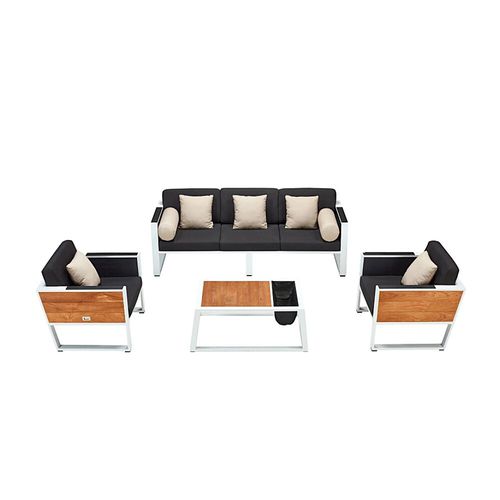 Set lounge da giardino contemporaneo - YORK - Higold - in Sunbrella® / in teak / in alluminio
