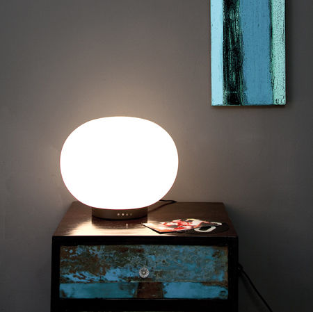 Lampada da tavolo - MOON 2 S - Luxcambra - in nichel / in opalina / contemporanea
