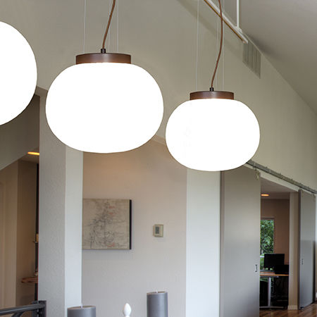 Lampada a sospensione - MOON C - Luxcambra - in nichel / in vetro opalescente / contemporanea