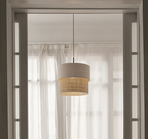 Lampada a sospensione - KAN DOBLE - Luxcambra - in metallo / in tessuto / in lino