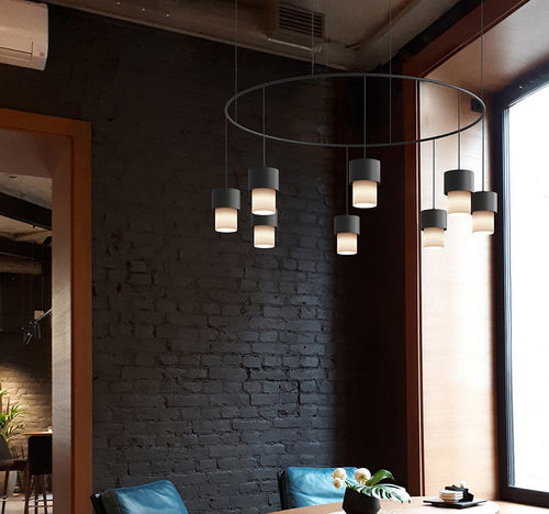 Lampadario contemporaneo - KAN  - Luxcambra - in metallo laccato / in tessuto / in cotone