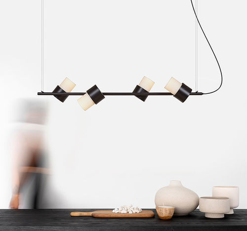 Lampadario moderno - KAN C LINEAL 4 ARTICULATED - Luxcambra - in acciaio termolaccato / in tessuto / in cotone