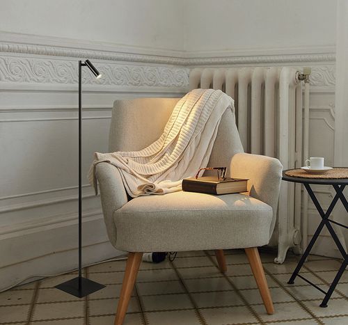 Lampada da terra - MANHATTAN P - Luxcambra - in nichel / contemporanea / con cavo