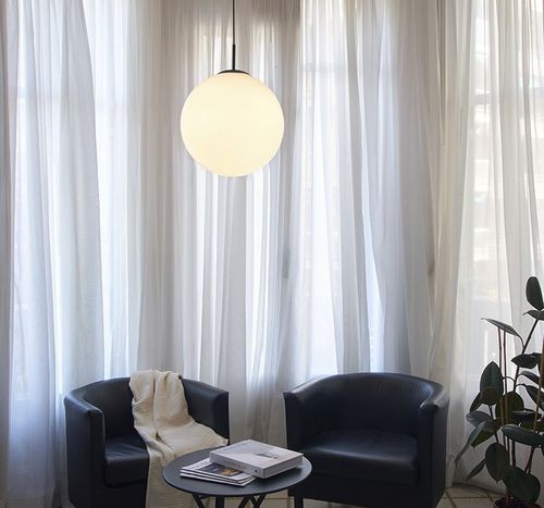 Lampada a sospensione - MOON C - Luxcambra - in nichel / in vetro opalescente / contemporanea