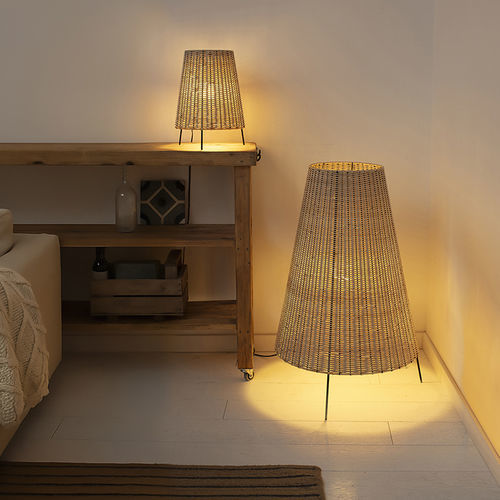 Lampada da pavimento - CADAQUES P - Luxcambra - da terra / in vimini / in PVC