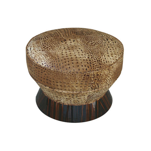 Pouf Art Deco - S002 - Cygal Art Deco GmbH & Co. KG - in pelle / in ebano di macassar / tondo