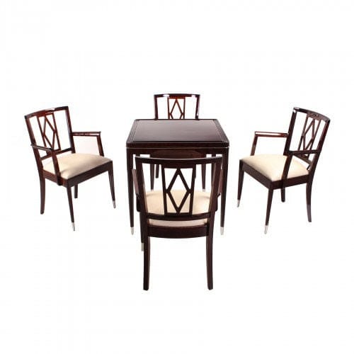 Tavolo da poker Art Deco - STA001 - Cygal Art Deco GmbH & Co. KG - per uso residenziale / in pelle / in mogano