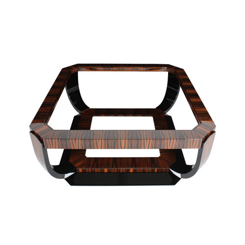 Tavolino basso Art Deco - CT034 - Cygal Art Deco GmbH & Co. KG - in vetro / in ebano di macassar / in legno con vernice di protezione brillante