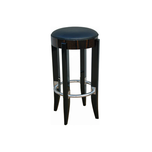 Sgabello da bar Art Deco - B006 - Cygal Art Deco GmbH & Co. KG - in pelle / con supporto in acciaio inossidabile / con supporto in legno massiccio