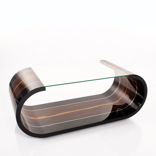 Tavolino basso Art Deco - ZCT001 - Cygal Art Deco GmbH & Co. KG - in vetro / in ziricote / con supporto in acciaio inossidabile