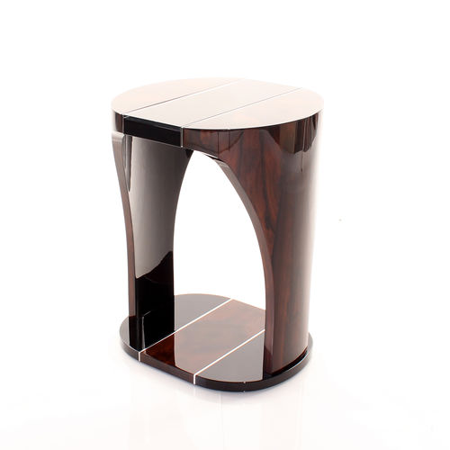 Tavolo d'appoggio Art Deco - ZBS001 - Cygal Art Deco GmbH & Co. KG - in legno con vernice di protezione brillante / in ziricote / in acciaio inossidabile