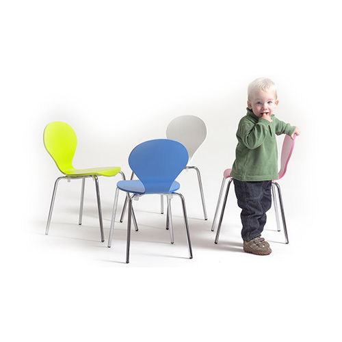 Sedia design scandinavo - RONDO - Danerka - da interno / in laminato / con supporto in acciaio cromato