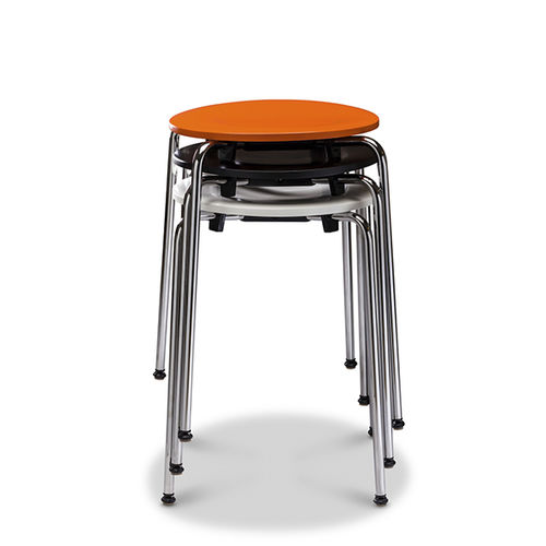 Sgabello contemporaneo - RONDO - Danerka - in laminato / con supporto in acciaio cromato / impilabile