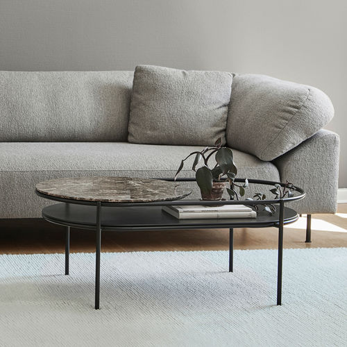 Tavolino basso contemporaneo - VERDE - WOUD - in rovere / in metallo / in marmo