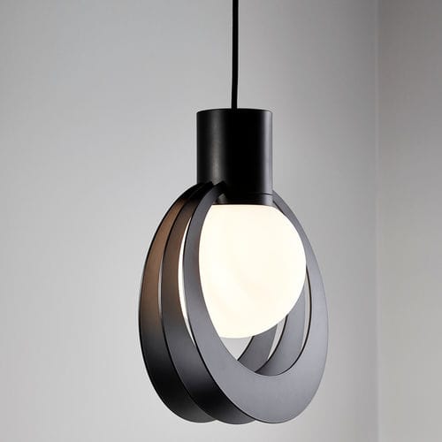 Lampada a sospensione - LUNAR   - WOUD - in metallo / in vetro opalescente / contemporanea