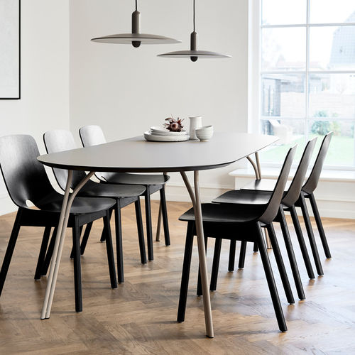 Tavolo da pranzo contemporaneo - TREE  - WOUD - in laminato / con supporto in acciaio / rotondo