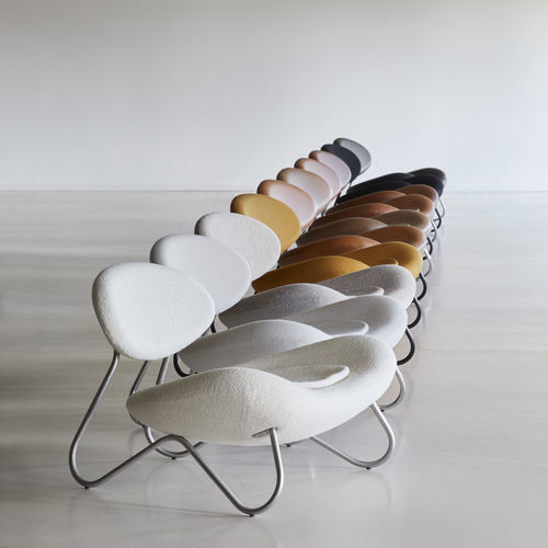 Poltrona contemporanea - MEADOW - WOUD - in tessuto / in pelle / in acciaio con rivestimento a polvere