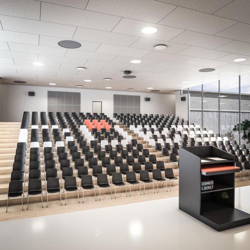 Sedia per auditorium in polipropilene - VESPER SHELL - cube Design - impilabile / per uso contract / senza braccioli