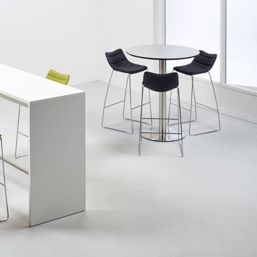 Tavolo alto contemporaneo - cube Design - in acciaio inossidabile spazzolato / rotondo / professionale