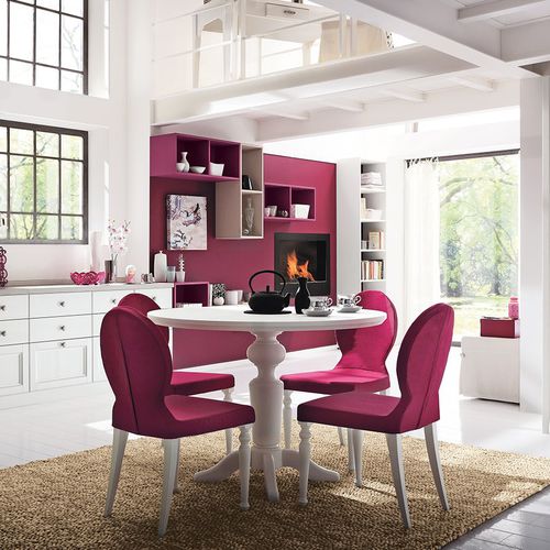 Sedia da pranzo classica - NEVE E CICLAMINO - Callesella - da interno / in tessuto / con supporto in legno