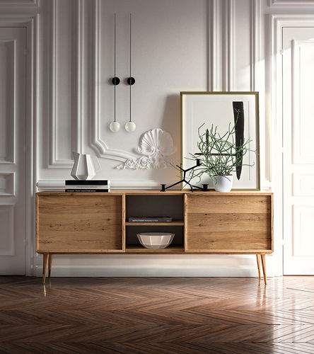 Credenza con piedi alti - MILAN 2019 - Callesella - contemporanea / in legno / con ripiano