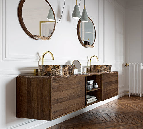 Mobile lavabo doppio - MILAN 2019 - Callesella - sospeso / in legno / in marmo