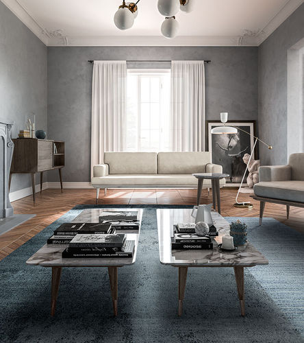 Tavolino basso contemporaneo - PARIS 2020 - Callesella - in rovere / in ottone / in marmo
