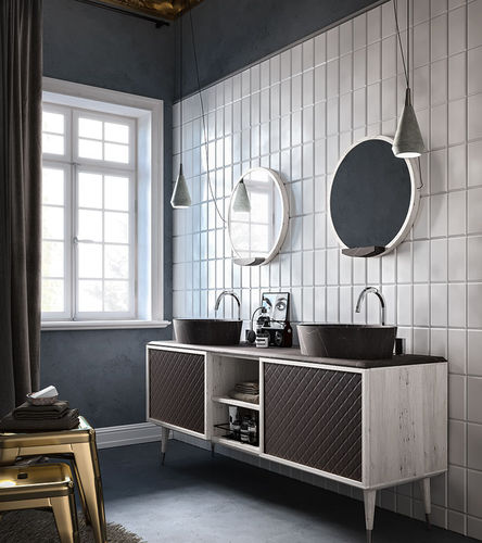 Mobile lavabo doppio - PARIS 2020 - Callesella - sospeso / in rovere / in ottone