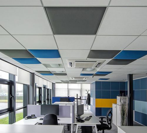 Pannello acustico per soffitto - QUIETO - myO - per controsoffitto / in tessuto / rettangolare