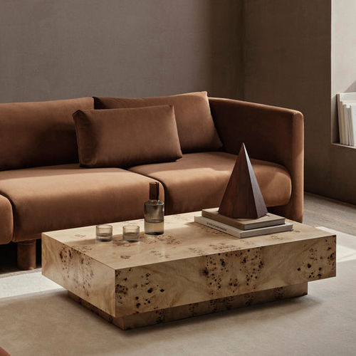 Tavolino basso contemporaneo - Burl - Ferm Living - impiallacciato in legno / in MDF / con supporto in MDF