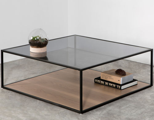 Tavolino basso contemporaneo - CUBIC - MASIS - in legno / in vetro / rettangolare