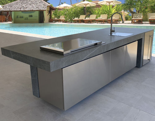 Isola cucina in acciaio inossidabile - KAUAI - Fesfoc - di grandi dimensioni / contract / a gas