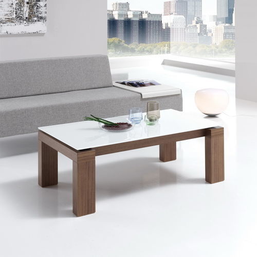 Tavolino basso contemporaneo - ARMONIA - Indesan - in vetro / impiallacciato in legno / in ceramica