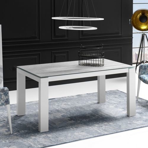 Tavolo da pranzo contemporaneo - ARMONIA - Indesan - impiallacciato in legno / in MDF laccato / in vetro