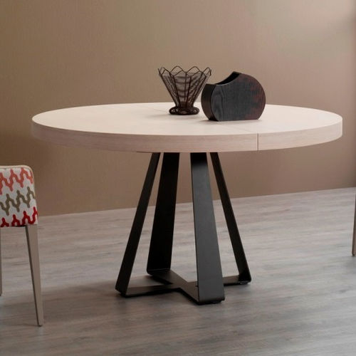Tavolo da pranzo contemporaneo - AURA - Indesan - impiallacciato in legno / con supporto in metallo / rotondo