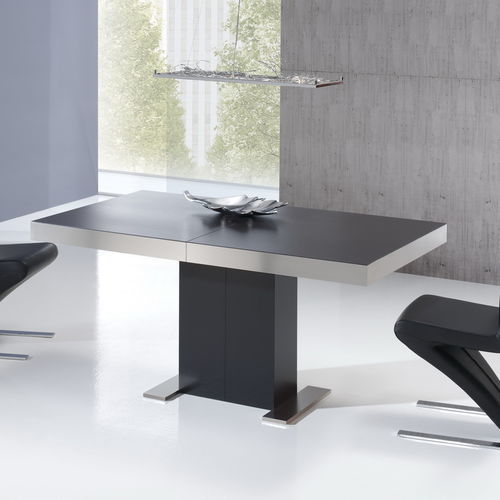 Tavolo da pranzo contemporaneo - INTEMPO - Indesan - in vetro / in ceramica / con supporto in legno