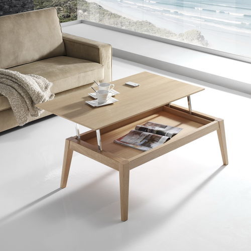 Tavolino basso contemporaneo - NORDIC - Indesan - in vetro / impiallacciato in legno / in MDF laccato
