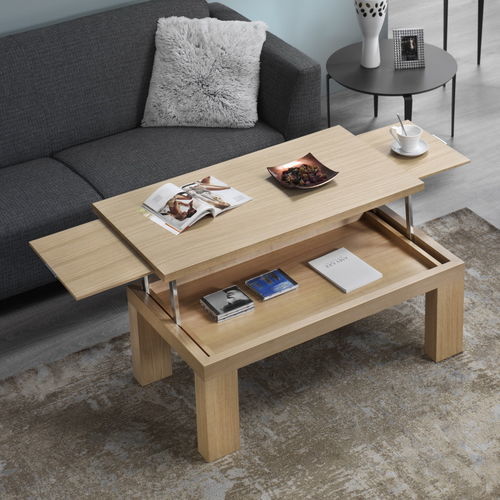 Tavolino basso contemporaneo - ZENIT - Indesan - impiallacciato in legno / con supporto in legno / rettangolare