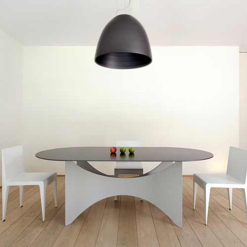 Tavolo da pranzo contemporaneo - CACAHUETE - R&J Luxe Furniture - in alluminio / con supporto in alluminio / ovale