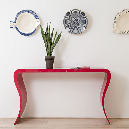 Consolle contemporanea - BELLA - R&J Luxe Furniture - in alluminio / con supporto in alluminio / rettangolare