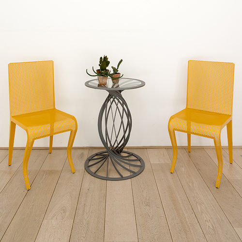 Sedia contemporanea - ONDA - R&J Luxe Furniture - da interno / in lamiera forata / per uso residenziale