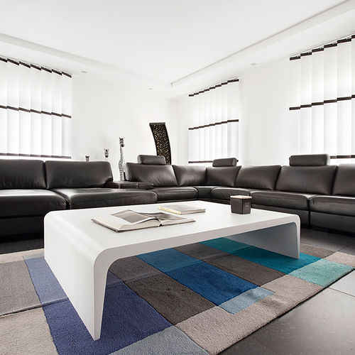 Tavolino basso contemporaneo - AMEZA - R&J Luxe Furniture - in alluminio / con supporto in alluminio / rettangolare