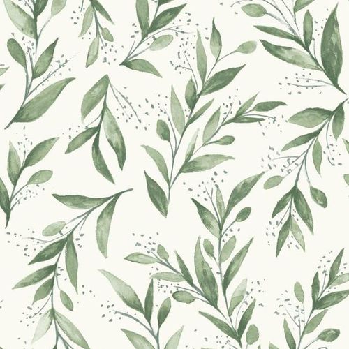 Carta da parati contemporanea - Olive Branch - York wallcoverings - con motivi floreali / aspetto tessuto / verde