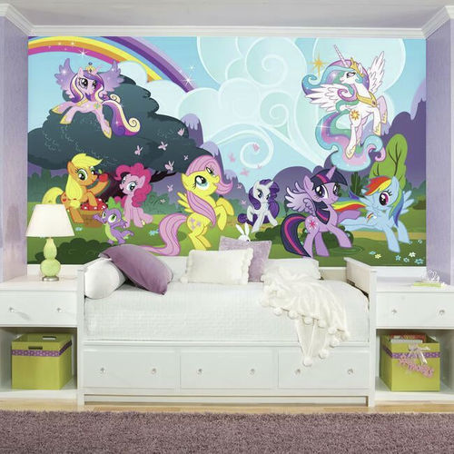 Carta da parati contemporanea - My Little Pony Ponyville - York wallcoverings - in fibra naturale / con motivo per bambini / aspetto carta da parati