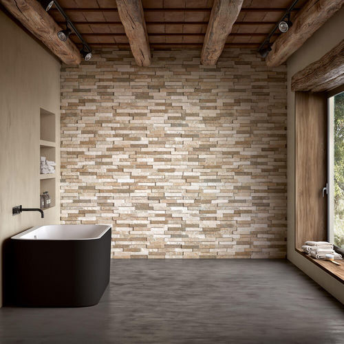 Piastrella in pietra naturale - BRICKS - Lafornasa - in travertino / testurizzata / da interno