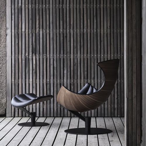 Poltrona design scandinavo - THE LOBSTER - Bruunmunch Furniture ApS - in pelle / in faggio / impiallacciata in legno